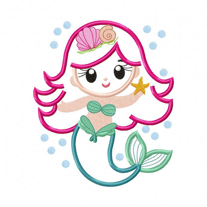 Little Mermaid - Applique - Machine Embroidery Design