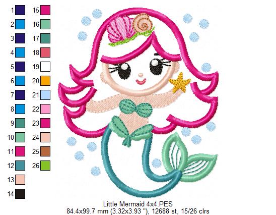 Little Mermaid - Applique - Machine Embroidery Design
