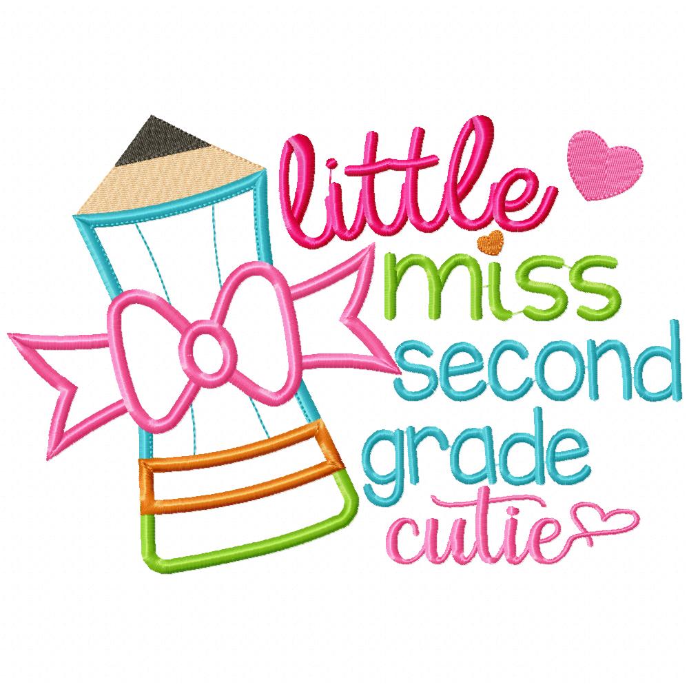 Little Miss Second Grade Cutie - Applique Embroidery