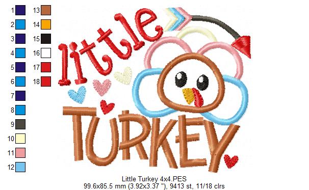 Thanksgiving Little Turkey - Applique Embroidery
