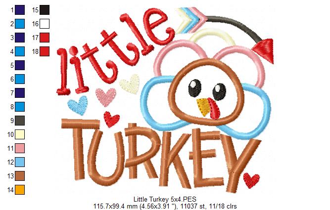 Thanksgiving Little Turkey - Applique Embroidery