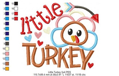 Thanksgiving Little Turkey - Applique Embroidery
