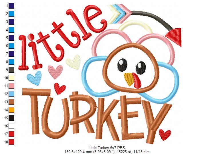 Thanksgiving Little Turkey - Applique Embroidery