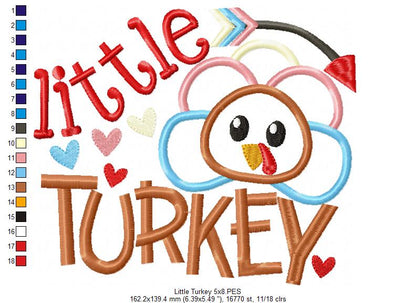Thanksgiving Little Turkey - Applique Embroidery