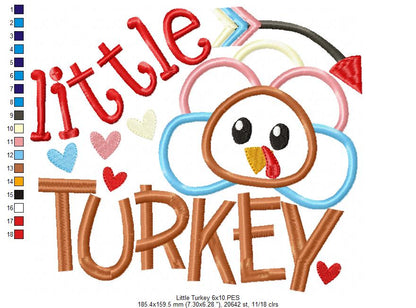 Thanksgiving Little Turkey - Applique Embroidery