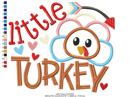 Thanksgiving Little Turkey - Applique Embroidery