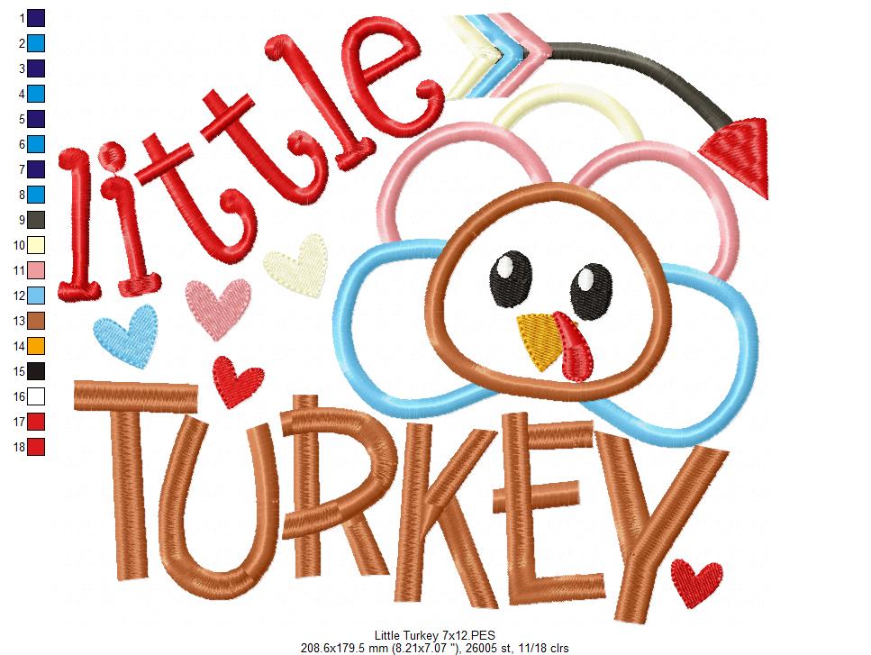 Thanksgiving Little Turkey - Applique Embroidery
