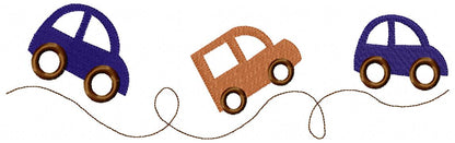 🚙 Little Cars Parade – Fill Stitch - Machine Embroidery Design