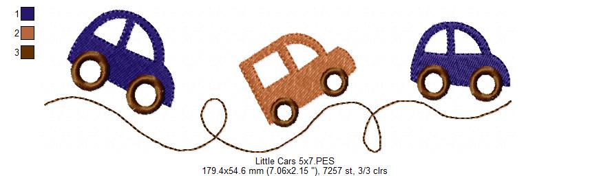 🚙 Little Cars Parade – Fill Stitch - Machine Embroidery Design