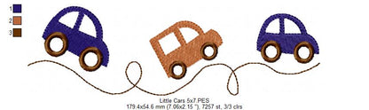 🚙 Little Cars Parade – Fill Stitch - Machine Embroidery Design
