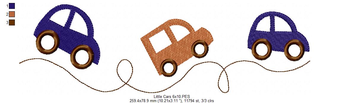 🚙 Little Cars Parade – Fill Stitch - Machine Embroidery Design