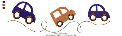 🚙 Little Cars Parade – Fill Stitch - Machine Embroidery Design