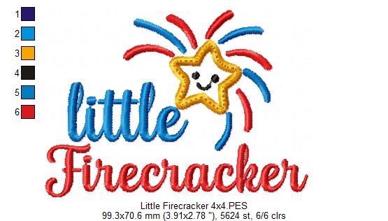 ⭐ Little Firecracker Star – Applique – Machine Embroidery Design