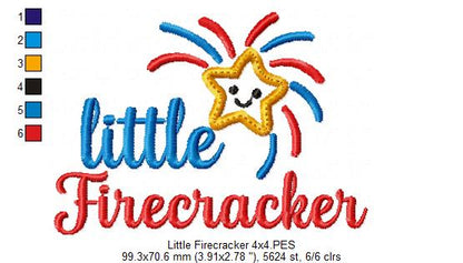 ⭐ Little Firecracker Star – Applique – Machine Embroidery Design