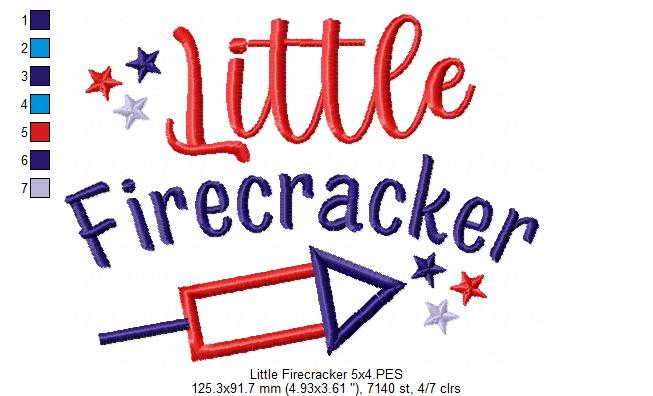 ⭐ Little Firecracker Fun – Applique – Machine Embroidery Design