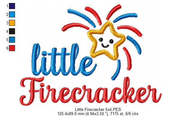⭐ Little Firecracker Star – Applique – Machine Embroidery Design