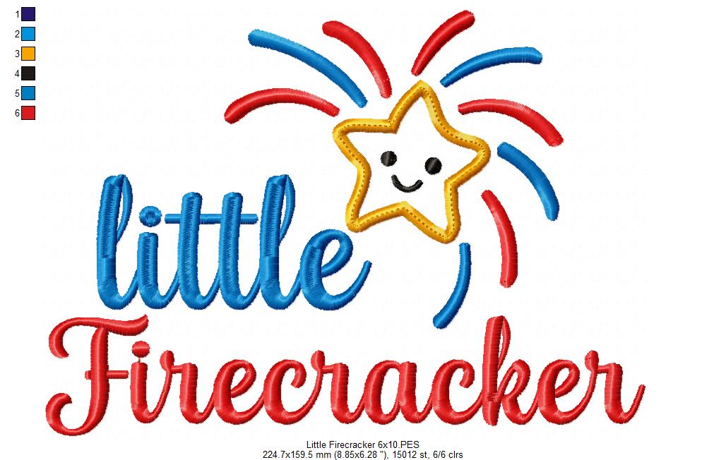 ⭐ Little Firecracker Star – Applique – Machine Embroidery Design