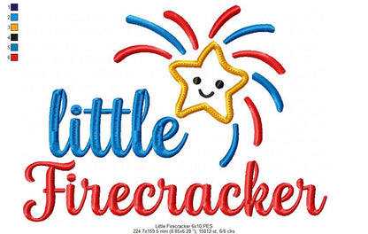 ⭐ Little Firecracker Star – Applique – Machine Embroidery Design