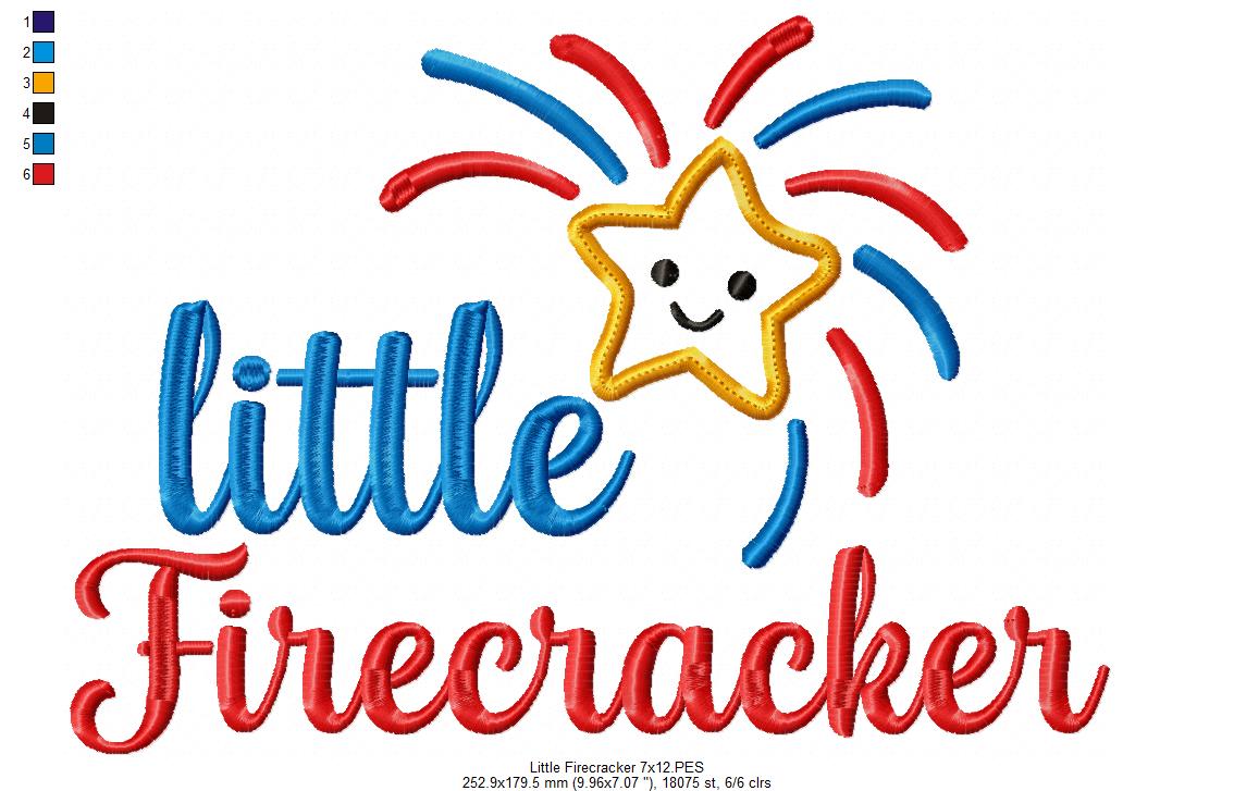⭐ Little Firecracker Star – Applique – Machine Embroidery Design