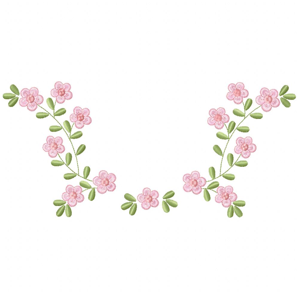 Little Flowers Floral Frame - Fill Stitch - Machine Embroidery design