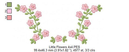 Little Flowers Floral Frame - Fill Stitch - Machine Embroidery design