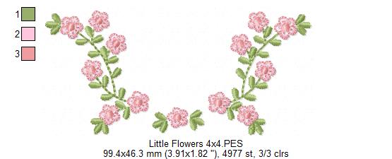 Little Flowers Floral Frame - Fill Stitch - Machine Embroidery design