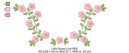 Little Flowers Floral Frame - Fill Stitch - Machine Embroidery design