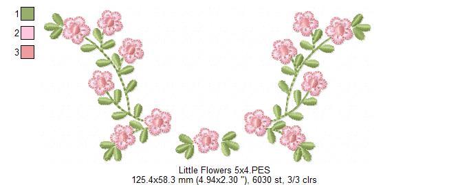 Little Flowers Floral Frame - Fill Stitch - Machine Embroidery design