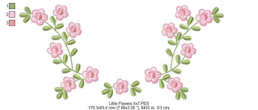 Little Flowers Floral Frame - Fill Stitch - Machine Embroidery design