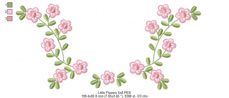 Little Flowers Floral Frame - Fill Stitch - Machine Embroidery design