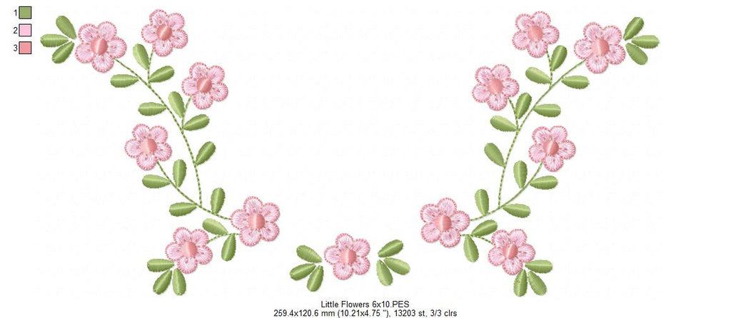 Little Flowers Floral Frame - Fill Stitch - Machine Embroidery design