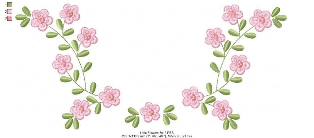 Little Flowers Floral Frame - Fill Stitch - Machine Embroidery design