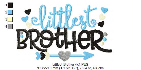 Littlest Brother Arrow and Hearts - Fill Stitch - Machine Embroidery Design