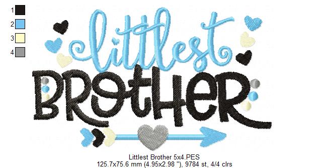 Littlest Brother Arrow and Hearts - Fill Stitch - Machine Embroidery Design