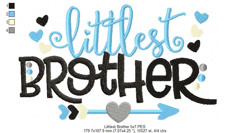 Littlest Brother Arrow and Hearts - Fill Stitch - Machine Embroidery Design