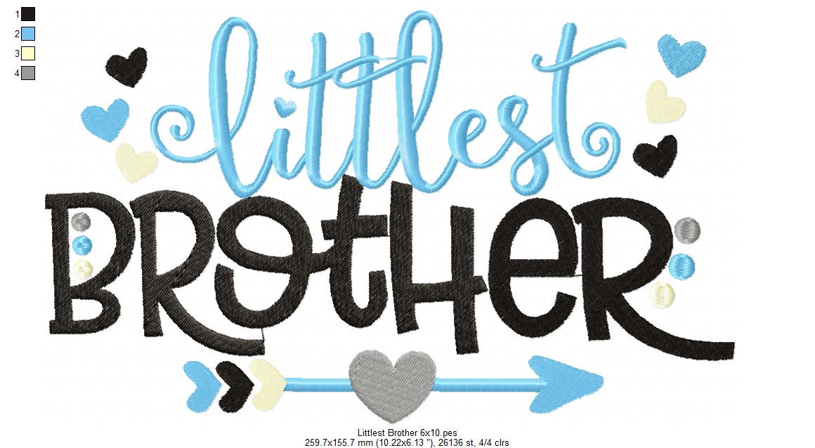 Littlest Brother Arrow and Hearts - Fill Stitch - Machine Embroidery Design
