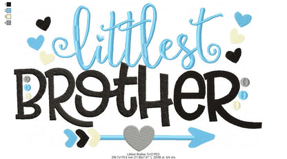 Littlest Brother Arrow and Hearts - Fill Stitch - Machine Embroidery Design