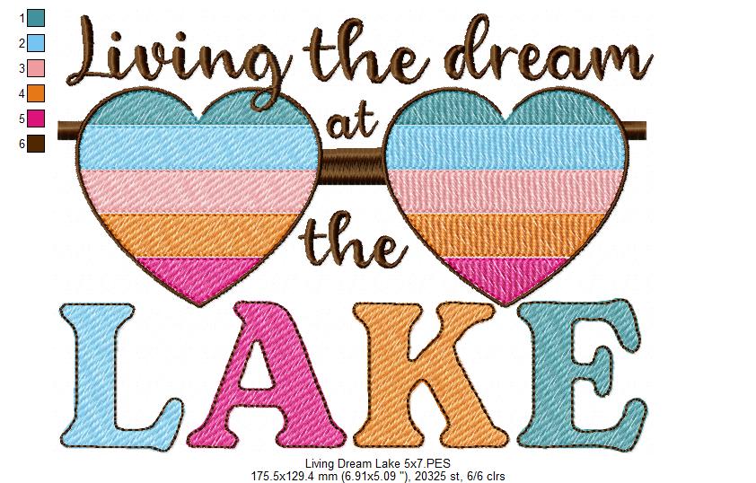 Living the Dream at the Lake - Fill Stitch - Machine Embroidery Design