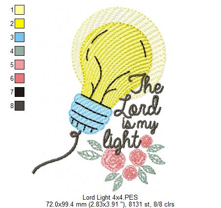 The Lord is my Light - Fill Stitch - Machine Embroidery Design