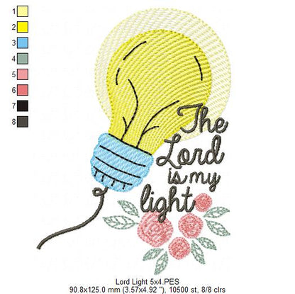 The Lord is my Light - Fill Stitch - Machine Embroidery Design
