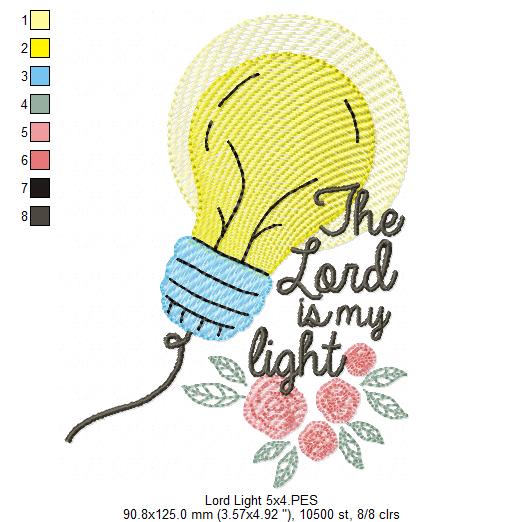 The Lord is my Light - Fill Stitch - Machine Embroidery Design