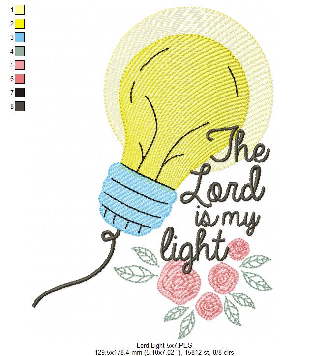 The Lord is my Light - Fill Stitch - Machine Embroidery Design