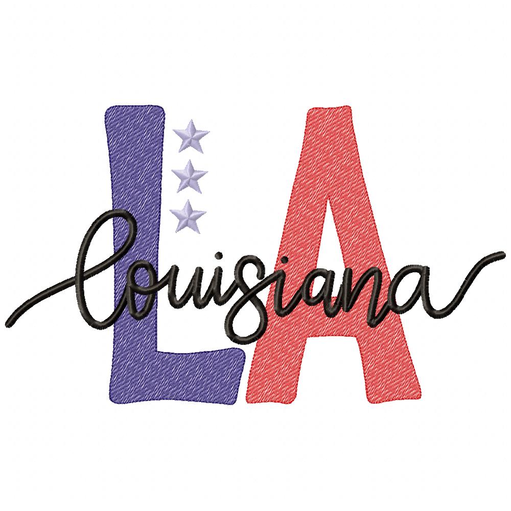 Louisiana LA Stars - Rippled Stitch - Machine Embroidery Design