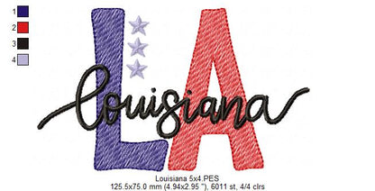 Louisiana LA Stars - Rippled Stitch - Machine Embroidery Design