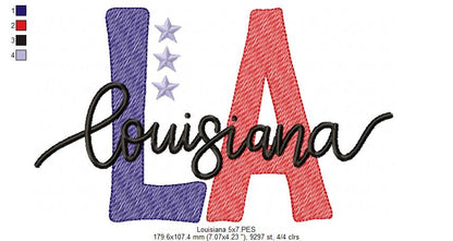 Louisiana LA Stars - Rippled Stitch - Machine Embroidery Design