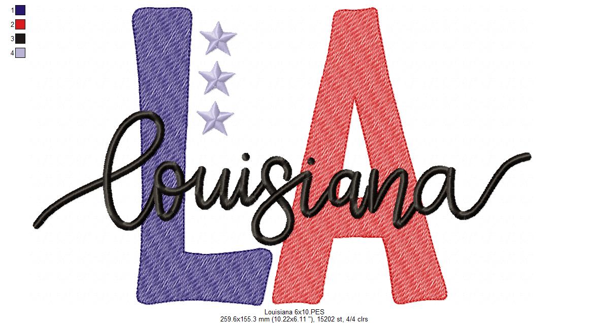 Louisiana LA Stars - Rippled Stitch - Machine Embroidery Design