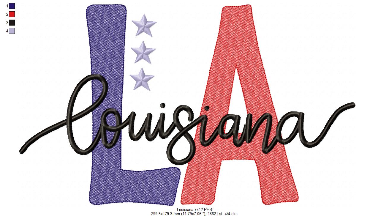 Louisiana LA Stars - Rippled Stitch - Machine Embroidery Design