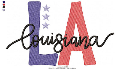 Louisiana LA Stars - Rippled Stitch - Machine Embroidery Design