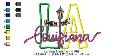 Louisiana Mardi Gras - Applique - Machine Embroidery Design