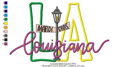 Louisiana Mardi Gras - Applique - Machine Embroidery Design